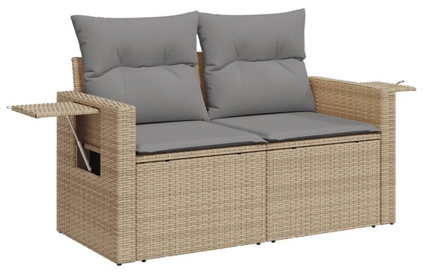 13 részes bézs polyrattan kerti ülőgarnitúra párnákkal