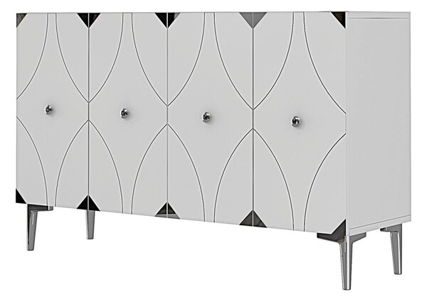 Alfa komód, fehér-ezüst, 120 cm
