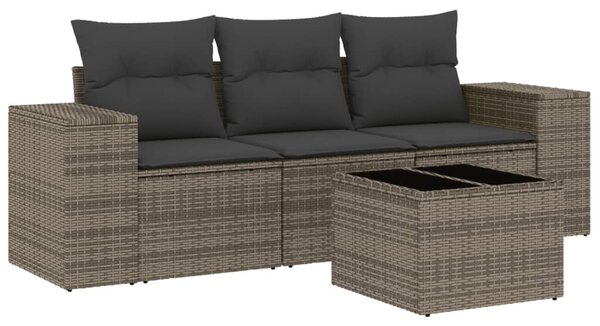 4 részes szürke polyrattan kerti ülőgarnitúra párnákkal