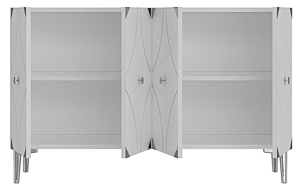Alfa komód, fehér-ezüst, 120 cm
