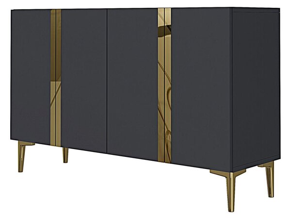 Anka komód, antracit-arany, 120 cm