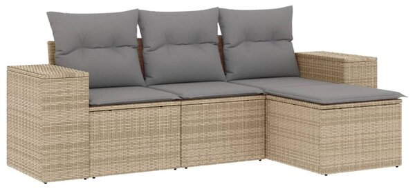 4 részes bézs polyrattan kerti ülőgarnitúra párnákkal
