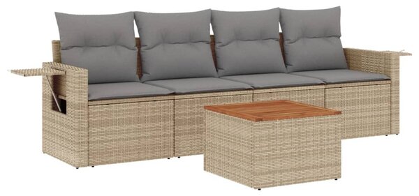 5 részes bézs polyrattan kerti ülőgarnitúra párnákkal