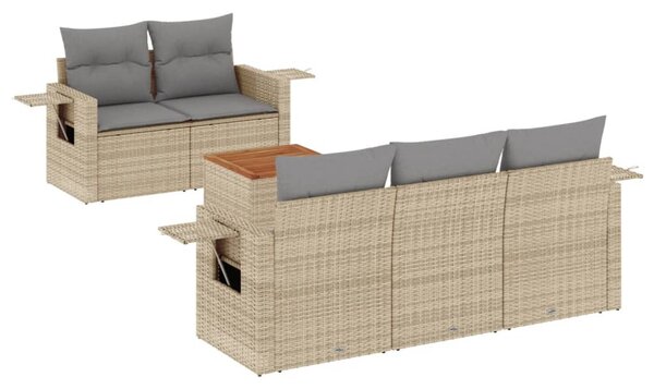 6 részes bézs polyrattan kerti ülőgarnitúra párnával