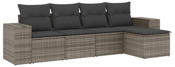 5 részes szürke polyrattan kerti ülőgarnitúra párnákkal