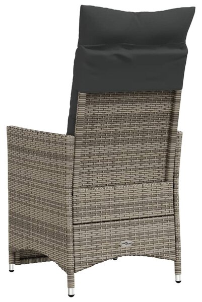 2 db szürke polyrattan dönthető kerti szék párnákkal