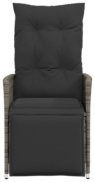 2 db szürke polyrattan dönthető kerti szék párnákkal