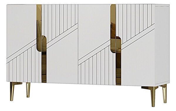 Evva komód, fehér-arany, 120 cm