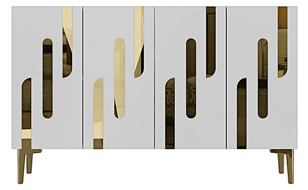 Ece komód, fehér-arany, 120 cm