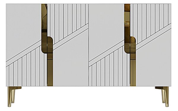 Evva komód, fehér-arany, 120 cm