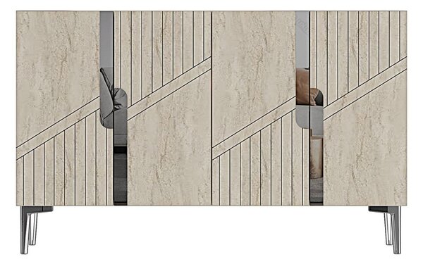 Evva komód, fehér-travertin, 120 cm – TR555CHM1509