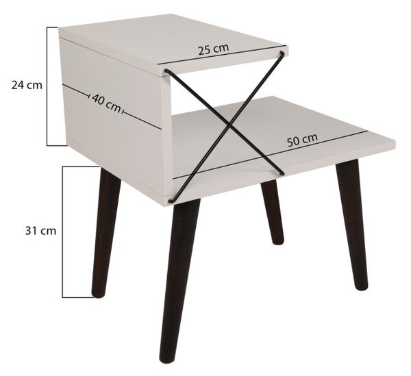 Cross éjjeliszekrény, fekete-travertin, 50 cm