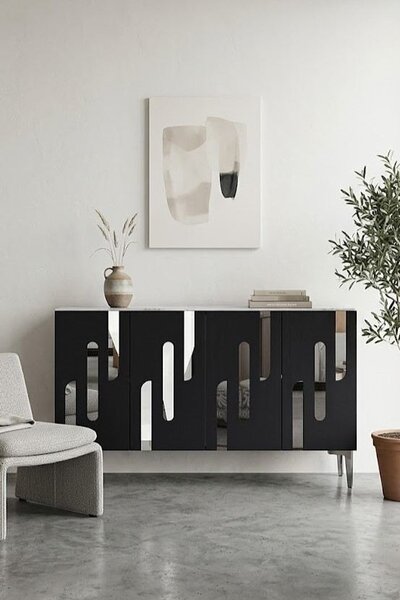 Ece komód, antracit-ezüst, 120 cm