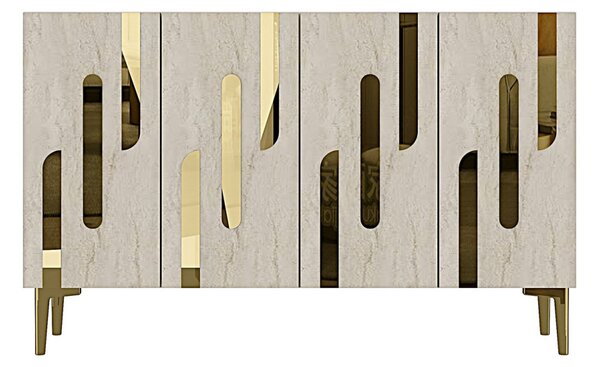 Ece komód, fehér-travertin, 120 cm – TR555CHM1512