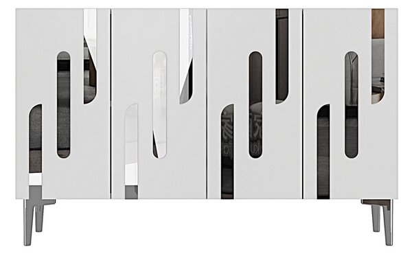 Ece komód, fehér-ezüst, 120 cm
