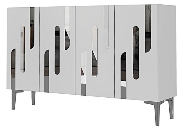 Ece komód, fehér-ezüst, 120 cm