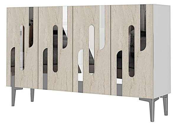 Ece komód, fehér-travertin, 120 cm – TR555CHM1515