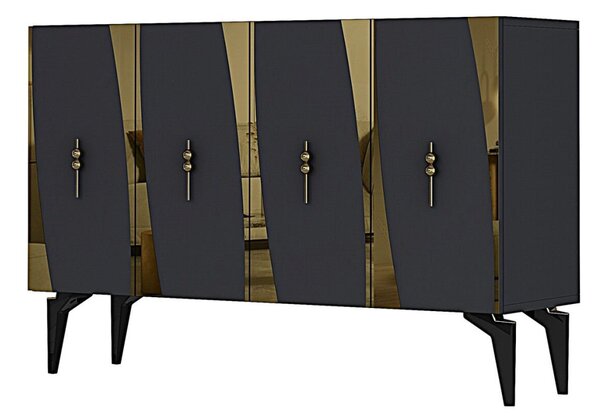 Elips komód, antracit-arany, 120 cm