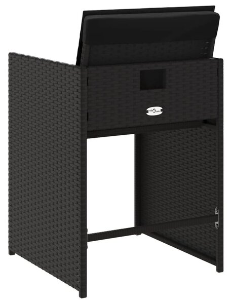 4 db fekete polyrattan kerti szék párnával