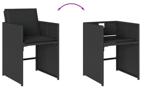 4 db fekete polyrattan kerti szék párnával