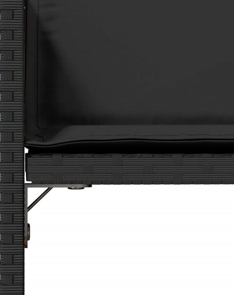 4 db fekete polyrattan kerti szék párnával