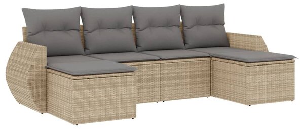 6 részes bézs polyrattan kerti ülőgarnitúra párnával