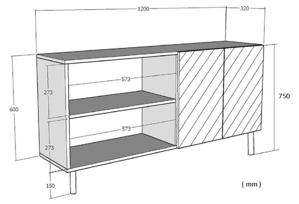 Slim komód, antracit, 120 cm
