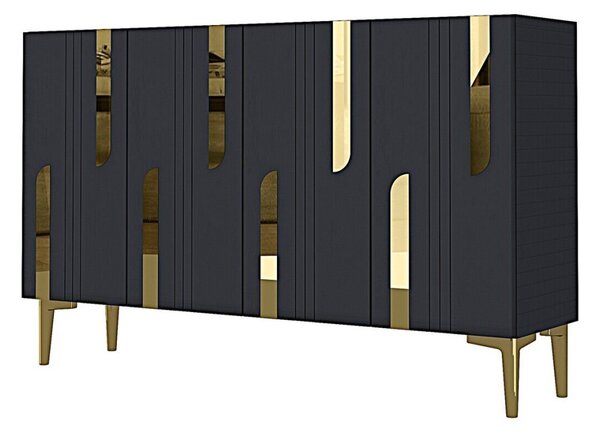 Nota komód, antracit-arany, 120 cm