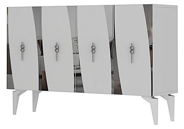 Elips komód, fehér-ezüst, 120 cm