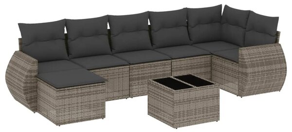 8 részes szürke polyrattan kerti ülőgarnitúra párnákkal