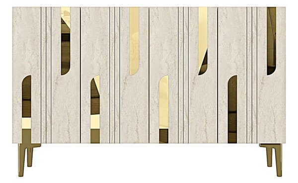 Nota komód, fehér-travertin, 120 cm – TR555CHM1530