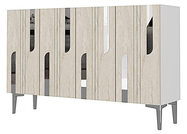 Nota komód, fehér-travertin, 120 cm – TR555CHM1534