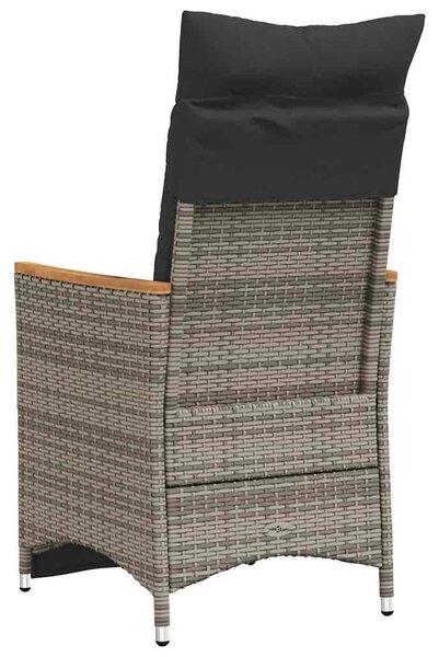 2 db szürke polyrattan dönthető kerti szék párnákkal