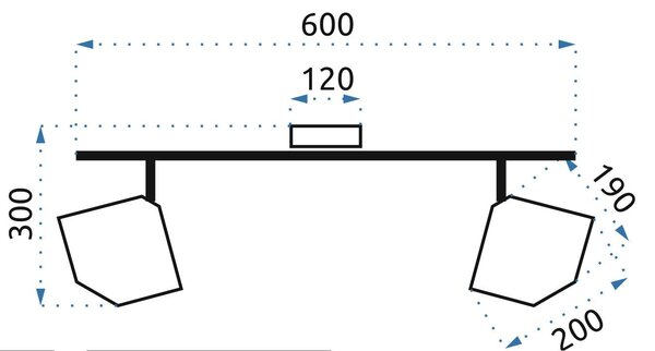 Toolight Szerszámlámpa, mennyezeti lámpa típus 2xE27 APP535-2C, fekete-rózsa arany, OSW-08560