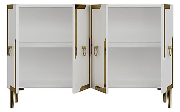 Seza komód, fehér-arany, 120 cm