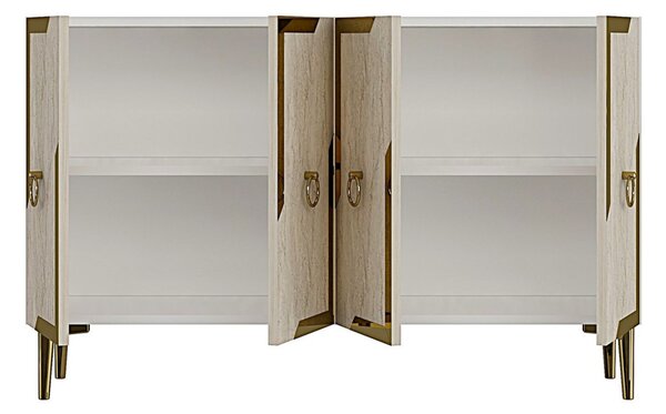 Seza komód, fehér-travertin, 120 cm – TR555CHM1542