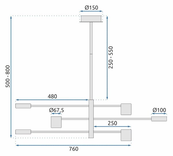 Mennyezeti LED lámpa APP597-6C 6 ágú fekete