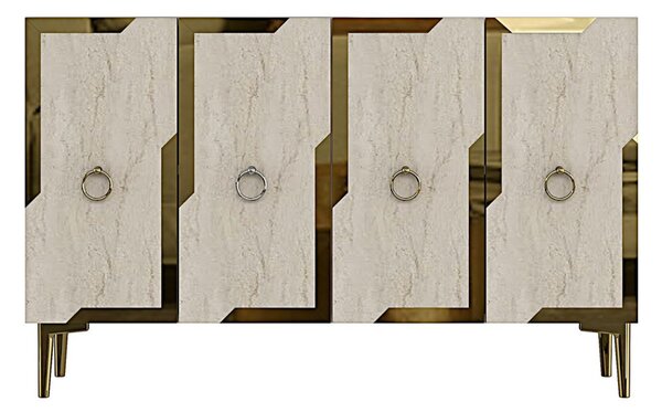 Seza komód, fehér-travertin, 120 cm – TR555CHM1542