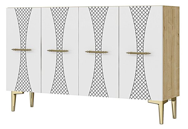 Slim komód, zafír tölgy-fehér, 120 cm