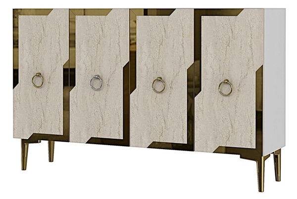 Seza komód, fehér-travertin, 120 cm – TR555CHM1542