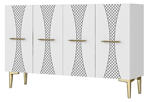 Slim komód, fehér, 120 cm