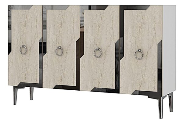Seza komód, fehér-travertin, 120 cm – TR555CHM1546
