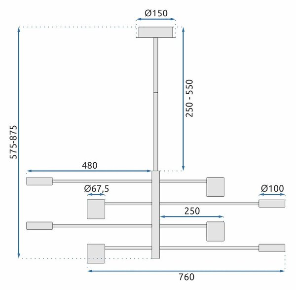 Mennyezeti LED lámpa APP598-8C 8 ágú fekete
