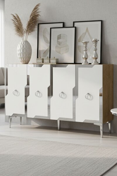 Seza komód, zafír tölgy-fehér, 120 cm – TR555CHM1547