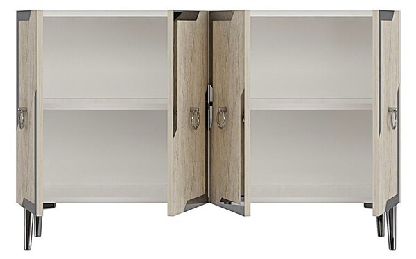 Seza komód, fehér-travertin, 120 cm – TR555CHM1546