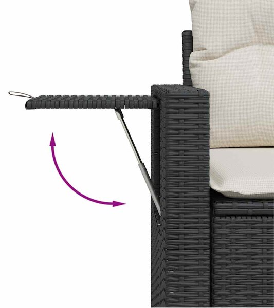 11 részes fekete polyrattan kerti ülőgarnitúra párnákkal
