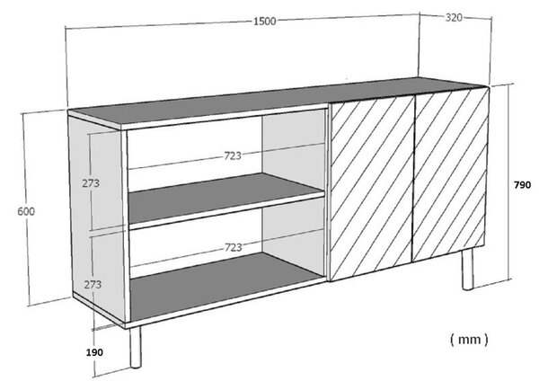 Lipa komód, antracit, 125 cm