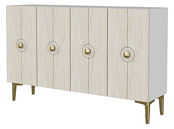 Enlem komód, fehér-travertin, 120 cm
