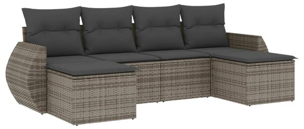 6 részes szürke polyrattan kerti ülőgarnitúra párnákkal