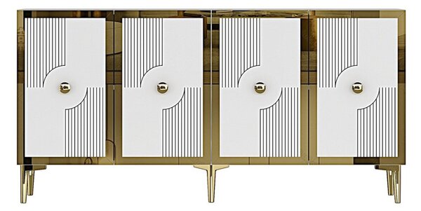 Pega komód, fehér-arany, 125 cm